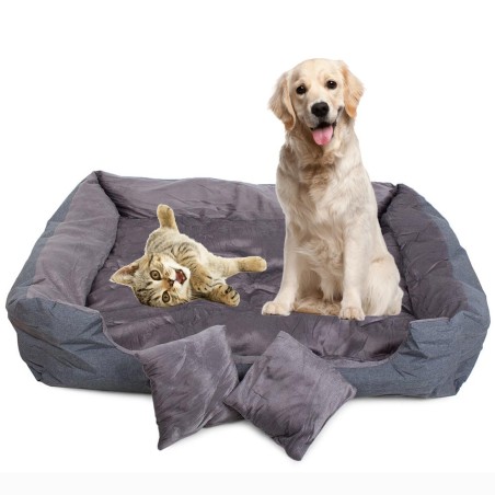 Lit Moelleux Imperméable pour Chien et Chat 80 x 65 cm XL avec Coussins