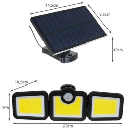 Eclairage Solaire 3 Lampes 171 LED avec Capteur de Mouvement