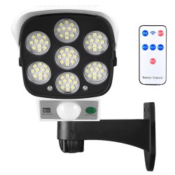 Lampe Caméra Factice Capteur de Mouvement Solaire 77 LEDS Télécommande