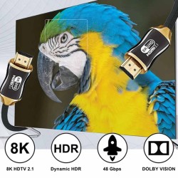 Câble HDMI RE-KONECT 2.1 3 mètres Ultra Speed 8K 60HZ 4k 120Hz HQ GOLD