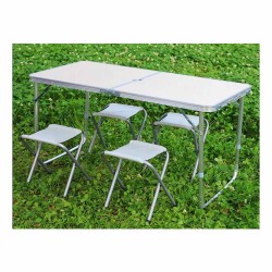 Table de Camping ou Jardin avec 4 Chaises - Coloris Blanc