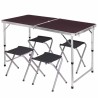 Table de Camping ou Jardin avec 4 Chaises - Coloris Bois