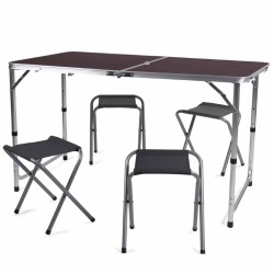 Table de Camping ou Jardin avec 4 Chaises - Coloris Bois