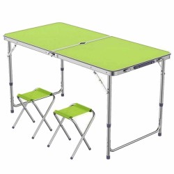 Table de Camping ou Jardin avec 4 Chaises - Coloris Vert Pomme