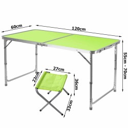 Table de Camping ou Jardin avec 4 Chaises - Coloris Vert Pomme